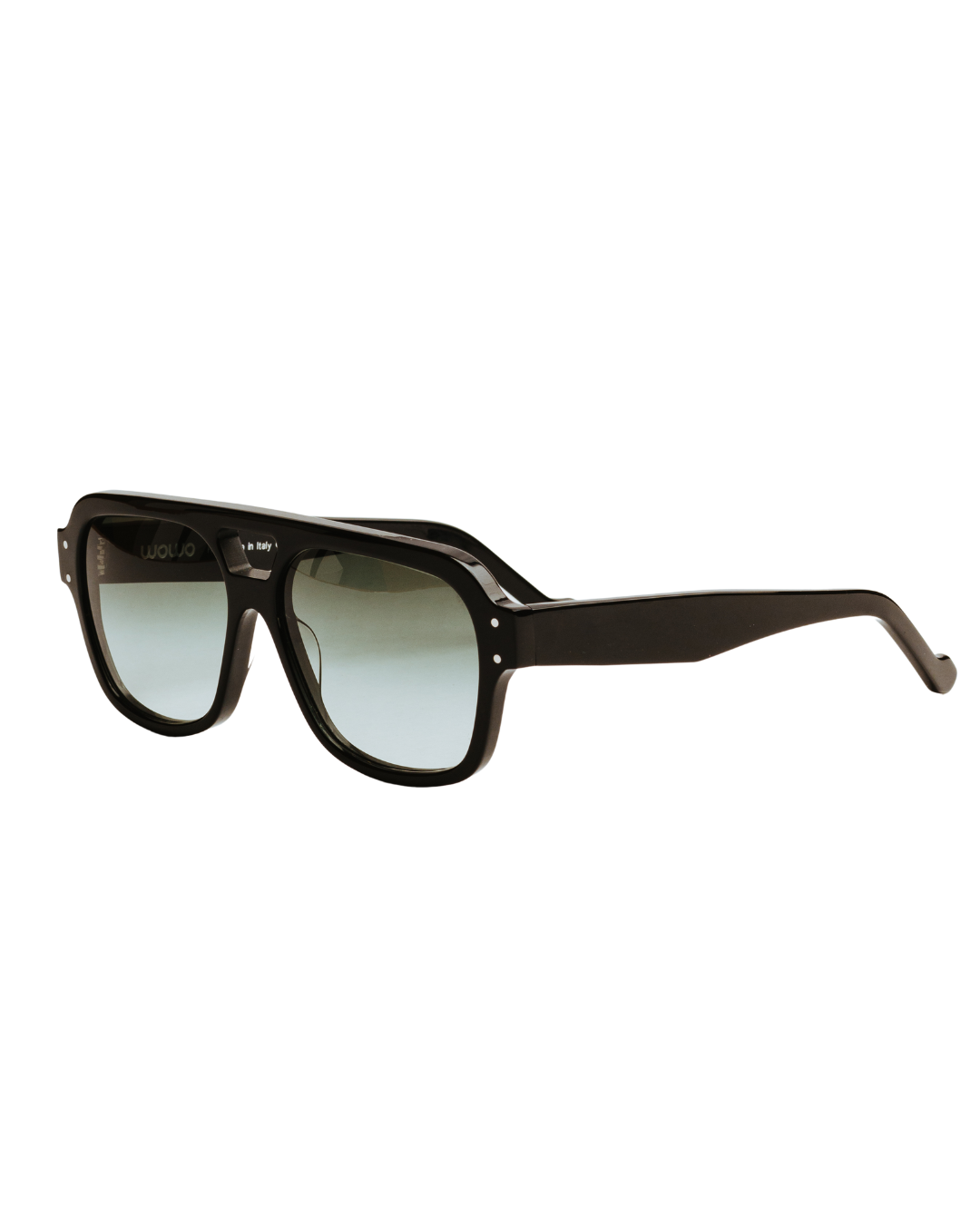 Jared in Black with Green Gradient Lenses